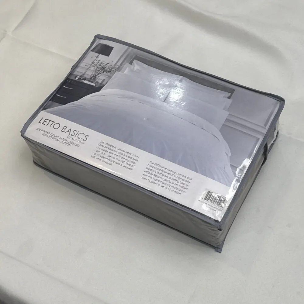 NIP Letto Basics Kassatex King Sheet Set 100% Egyptian Cotton Sateen Brown RARE
